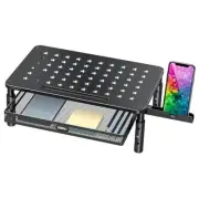 Monitor Stand Riser with Metal Mesh Drawer, Height Adjustable with Phone