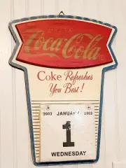 COCA COLA COLLECTIBLE CALENDAR WOODEN 2003 SEALED, UNOPENED. NEW OLD STOCK 16x12