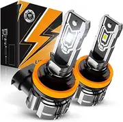 Auxbeam H11 H8 H9 Fog Light Bulbs, 10000LM 600% Brighter H11 Fog Lights, 1:1 Mini Size Fanless H8 H9 H16 H11 Fog Light Bulbs, 6500K White Strong Light Penetration, Super Bright Plug and Play