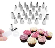25 Pcs Icing Tip Icing Piping Nozzles Set Cupcake Cake Baking Decorating Kit Set