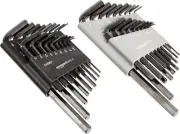 Amazon Basics Allen Wrench/Hex Key Set, SAE & Metric Sizes, Chrome Vanadium Stee