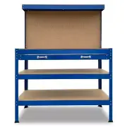 3-Layered Work Bench Garage Storage Table Tool Shop Shelf Blue