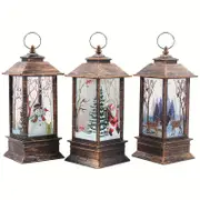Set of 3 Christmas Lantern Lights - Santa Claus, Snowman, Reindeer Decorations