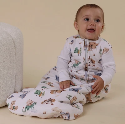 Organic Cotton Baby Sleeping Bag 2.5 TOG - Dragons - Snuggle Hunny