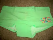 VICTORIAS SECRET BOYSHORT GREEN HAPPIER DAYS LARGE NEW