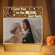 [FULLOSUN] Light up Picture Frame, I Love You to the Moon and Back 4x6'' Acrylic Photo Frame with LED Night Light, Home Desktop Decor Romantic Present for Lover Wife Girl Couple Valentine's Day Wedding
