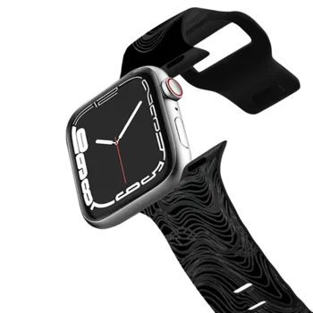 Apple Watch Series 7-9 (41mm) Impact Band WOBBLE 2 WATCH BAND, BLACK & WHITE MINIMALIST LINES OCEAN WAVES ORGANIC FLOW ABSTRACT ILLUSTRATION