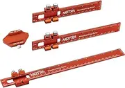 Woodworking Ruler, Neitra 3PCS (6/8/12 Inches) Metal Pocket Rule with a 45° & 30° Slide Stop for Measuring Precision, Slide Stop Aluminum Rule for Marking Inch and Metric T-Type Scribing Rulers Square