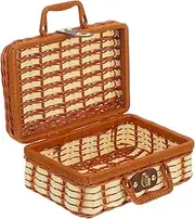 ifundom Wicker Storage Basket Vintage Imitation Rattan Handbag for Picnic Camping Stylish Woven Suitcase Durable Multi Purpose Design for Fruit Serving Photography Props