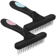 2Pcs Small Carpet Rake with Handle 2 Row Tooth Handheld Rug Brush AU✇