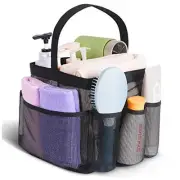 Mesh Shower Caddy Portable for College Dorm Room Essentials, 8-Pocket All Black
