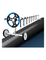 Aquabuddy Pool Cover 600 Micron 8.5x4.2m w/ Blue Roller 5.55m in Black