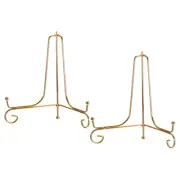 2Pcs 8 Inch Plate Stands for Display Iron Folding Easel Plate Holders, Gold