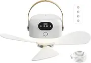 Tent Ceiling Fan for Camping,USB Rechargeable Cooling Device - Remote Controlled Night Light Ceiling Fan 3 Gears Adjustable for Outdoor RV Bedroom Garden Tailgating Beach Truck Festival Patio