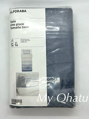 Ikea ALPDRABA Twin Duvet cover + pillowcase Blue/Stripe Bed Set New