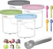 4 Pack Containers Replacement for Ninja Creami Pints and Lids, 16oz Ninja Creami Containers with NC301 NC300 CN305A Series, BPA-Free Dishwasher Safe Ice Cream Maker Airtight Leaf-Proof