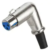 3 Pin XLR Female Connector Right Angle Microphone Audio Jack 90 Degree Silver