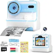 Instant Print Camera for Kids | 1080P HD 48MP Kids Camera with 2.4-inch IPS Screen | Instant Camara for Kids Boys Girls Age 3-12, Included 3 Roll Thermal Print Paper, 32GB SD Card (Blue)