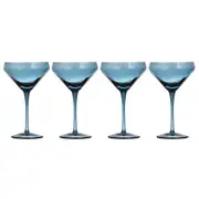 4pc Ladelle Flynn Coupe Glass Stemware Cocktail/Martini Drinkware 18cm Blue