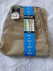 Boys Hurley Jogger Pants Size 10/12 New Tan Elastic Waist draw String