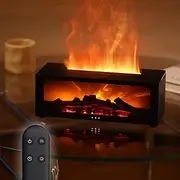 Mini Fireplace Diffuser, Essential Oil Diffuser, Bonfire Diffuser Mini Fireplace, Flame Aroma Humidifier Diffuser with Remote, Air Aromatherapy Fire Place Diffuser with Cool Fire Light Effect (Black)