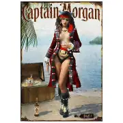 Captain Morgan Pirate Woman Tin Metal Sign Man Cave Wall Art