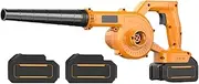Ego Leaf Blower Cordless 3 Modes 23000r/min Blowing Power Large Capacity Power Cell 12000/15000 Mah ABS Mini Blower, yellow, 2battery