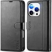 TUCCH Case for iPhone 16 Pro Wallet Case, RFID Blocking [4 Card Holder] Kickstand [Shockproof TPU Inner Shell] PU Leather Magnetic Protective Flip Cover Compatible with iPhone 16 Pro 2024, Black