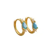 ANYCO Earrings Gold Plated Bohemian Blue Geometric Zircon Hoop For Women Girl Teen Fine Fashion Stylish Accessories Jewelry Gifts