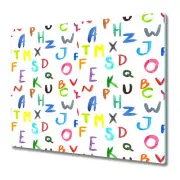Glass Worktop Kitchen Chopping Board Colourful letters Watercolour for 60x52