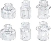Taper Clear Glass Candle Holder 6Pcs for Pillar Candles, Tealight Candles Holders, Candlestick Holders for Wedding, Festival, Dinning&Party (6PCS, Clear)
