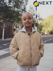Stone Natural Shower Resistant Quilted Bomber Jacket (3-16yrs) (E25223) | $70 - $92