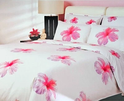 RETRO: Logan & Mason Aloha King Bed Quilt Cover Set – Hibiscus Floral Design
