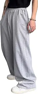 FCOOLYEET Mens Baggy Sweatpants Y2k Track Pants Drawstring Yoga Gym Workout Pants Wide Leg Long Pants Streetwear