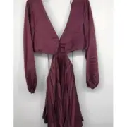 Abercrombie & Fitch Women's Burgundy Knee Length Dress L NWT Y2k Formal Whimsy