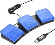 iKKEGOL 2023 Upgraded USB Foot Pedal Switch PC Triple Footswitch - Hands-Free Control Customized Programmable Keyboard Mouse Hotkey for Gaming Transcription HID, 10717C