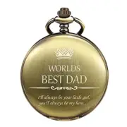 Mens Pocket Watch Gifts for Dad from Daughter - Engraved 'Worlds Best Bronze