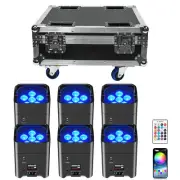 6X Rechargeable 108W LED Par Lights WiFi /App RGBWA+UV w/Case DJ Stage Lighting