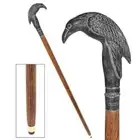 Nautical Black Victorian Sitting Crow Long Steampunk Walking Stick Wooden Cane