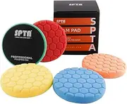SPTA 125 mm Polishing Pad Hex-Logic Polishing Sponges Wax Sponges Car Polishing Pad Polishing Pad Sponge Polishing Foam Set for Eccentric Polishing Machine Grinding Machine