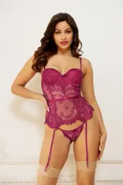 Seven Til Midnight Eyelash Lace Bustier & Panty Set Adult Women Lingerie 11318