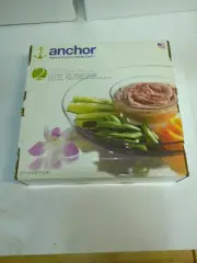 Anchor Hocking Presence Deep Chip n Dip Set Clear Glass USA