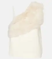 [Toteme] Toteme Shearling-trimmed cady top AU 16 white