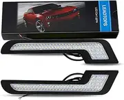 LEADTOPS Daytime Running Lights LED White Light L-Shape Strips 72 SMD Glass LENS with Back Sticker 12V DRL 6W DIY LED Lamp 100% Waterproof,1 Year Warranty (2 Pack)