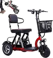 Foldable Mobility Scooter for Adults - Electric Powered Portable Scooter(Black/Red)