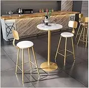 Exquisite Round Pub Table Set with 2 Barstools Small Bistro Table for Dining Room Kitchen Patio 3 Piece Dining Furniture in White 21.7 Inch