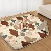 Baby Play Mats for Floor, 132 x132cm Play Mat for Playpen, Soft Padding Foam Playmats for Babies and Toddlers Infants, Foldable and Machine Washable Baby Crawling Mat, Boho Design