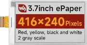 Waveshare 3.7inch E-Paper Display, E-Ink Display, 416 × 240 Pixels, Red/Yellow/Black/White, SPI Interface, Standard Raspberry Pi 40PIN GPIO Header, Without Driver