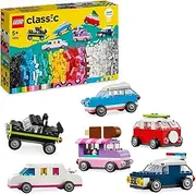 LEGO Classic Creative Vehicles, Colourful Model Car Toys for 5+ Year Old Boys & Girls, with a Van, Ice-Cream Truck, Limousine, Police Car, and More, Fun Buildable Kids Toys 11036