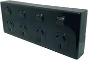 3A AU Quad Power Point 10A 250v 4 Gang GPO Socket Outlet - Black